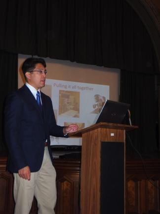 Stacey Solt/Times News Dr. Roderick M. Quiros, MD, FACS, speaks during a recent breast cancer program sponsored by St. Luke's University Health Network. Quiros is a surgical oncologist with St. Luke's Cancer Center.