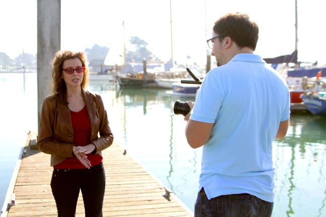 CONTRIBUTED PHOTO Author Marilee Strong at the Berkeley Marina, with cameraman Derek Dienner, near the San Francisco Bay Area where Laci Peterson's body was found. The photo was taken during an interview for a documentary, Finding Jenn's Voice, by…