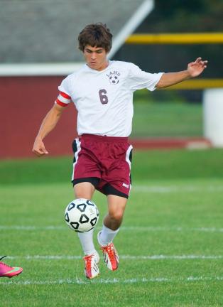 Bob Ford/TIMES NEWS Lehighton's Anthony Rossino controls the ball during a recent game. Rossino recently became the school's all-time leading goal scorer.