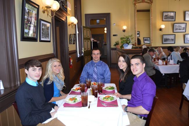 KATHY KUNKEL/TIMES NEWS Students in the Youth Employability Skills classes at Tamaqua Area High School had the opportunity to learn proper business dinner etiquette Monday at Vonz Restaurant, 18 N. Railroad St. in Tamaqua. Students included, from…