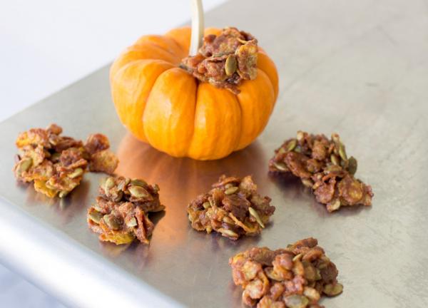 This Sept. 22, 2014 photo shows spicy sweet mole pumpkin seed clusters in Concord, N.H. The granola-like snack takes a more balanced approach to our Halloween sugar rush. (AP Photo/Matthew Mead)