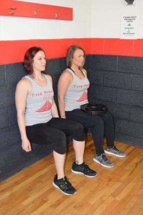Circuit 3: Wall sit. Press your back against a wall and "sit" as if on a chair. Hold the position for 30 seconds up to 2 minutes.