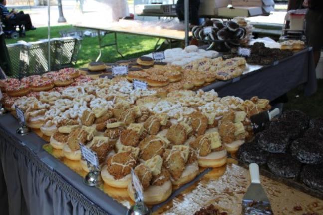 Bethlehem's Vegan Treats Bakery was one of the more popular food vendors at VegFest on Saturday. Some of their more unusual pastries included chicken and waffle doughnuts.