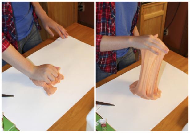 Astrid Rubens kneads her homemade slime in the kitchen of her home in St. Paul, Minnesota.