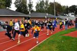 VICTOR IZZO/SPECIAL TO THE TIMES NEWS Sixth through Eighth grade students of St. Joseph Regional Academy in Jim Thorpe dash heartily down the track at at the JTAHS sports complex last Friday morning during the school's 7th Annual "Race for Education."