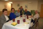 TERRY AHNER/TIMES NEWS Veterans Marlin Kester (third from left), Anthony Rezeli (standing), and Jim Ruch (head of table) are joined by their wives Nancy Rezeli (first from left), Marie Kester (second from left), and Rita Ruch (first from right)…