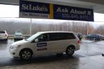 The Miners Loop shuttle van is parked in front of the entrance of St. Luke's Miners Memorial Hospital, Coaldale, waiting to transport patients between the St. Luke's Hospital and Health Network's facilities. JOE PLASKO/TIMES NEWS