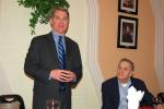 JOE PLASKO/TIMES NEWS State Senator David Argall (R-29) speaks during the cocktail party in his and State Rep. Jerry Knowles' honor sponsored by Tamaqua Industrial Development Enterprise (TIDE). At right is TIDE President Dr. Joe Urenovitch.