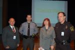 LINDA KOEHLER/TIMES NEWS Pleasant Valley Middle School held an assembly on cyberbullying. Members of the panel that spoke to the students were, left to right: Rocco Seiler, PVSD's technology systems coordinator, Rick Williams Pennsylvania State…