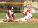 bob ford/times news Lehighton's Derek Heffelfinger tags out Jim Thorpe's Pat Janecki at second base.