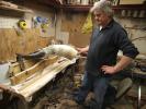 AL ZAGOFSKY/SPECIAL TO THE TIMES NEWS Bow maker Attila Keresztes of Saylorsburg assembles materials he will use to make a Hungarian recurved horse bow. Materials include bamboo, red elm, fiberglass, cow tendon and water buffalo horn.