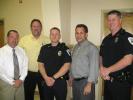 RICK GRANT/SPECIAL TO THE TIMES NEWS Jim Thorpe Police Chief Joseph Schatz, left, John McGuire, chair of the borough's police committee, Officer Justin Sannie, Jim Thorpe Mayor Mike Sofranko, and Officer Eric Schrantz.