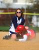 BOB FORD/TIMES NEWS Northern Lehigh shortstop Kristi Seiler puts the tag on Jim Thorpe's Amber Fiducia. Fiducia was throw out trying to steal second base.