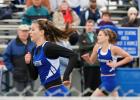 Steve Shinko/Special to the TIMES NEWS  Palmerton's Kyla Rodrigues (left) heads to the finish line during the 2nd heat of the girls' 400m dash against Northern Lehigh and Notre Dame-Green Pond during Tuesday's three team track meet at Palmerton.