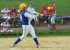 steve shinko/special to the times news Marian's Alexa Nemeth connects with a Tri-Valley offering, sending it over the fence for a two run homer in the first inning.
