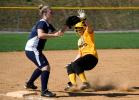 bob ford/times news Panther Valley's Sam Zlock slides safely into third base as Tamaqua's Brianna Boyle awaits the throw.