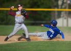 Bob ford/times news Lehighton's Matt Schaeffer makes the relay throw to first base after getting the force out of Pleasant Valley's Jake Chamberlain.