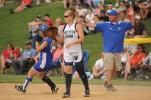 nancy scholz/Special to THE TIMES NEWS Palmerton's Michelle Rickert rounds first base after hitting a single in the fifth inning as Northern Lehigh first baseman Sarah Frantz waits for tje throw.