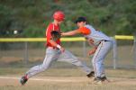 nancy scholz/times news Lehighton's Jacen Nalesnik stretches for a pickoff throw as South Parkland's Matt Nelson gets back to first base.