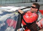 Bob Ford/TIMES NEWS Tony Stewart climbs out of his Home Depot Chevrolet after qualifying on the pole with a speed of 171.393 mph fpr Sunday's Sprint Cup 500-mile race at Pocono.