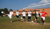 bob ford/times news Northern Lehigh soccer players warm up with some juggling drills before the start of practice. Among the key returnees for the Bulldogs this season are, from left, Jimmy Bilger, Casey McCarroll, Tyler Hoppes, Scott Bechtel,…