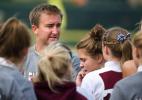 bob ford/times news Lehighton field hockey coach Shawn Hindy talks to his players before Saturday's District 11 Class AA playoff game. Hindy has enjoyed outstanding success as both a player and a coach during the past 12 months.
