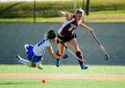 bob ford/times news Lehighton's Jordyn Homyak (right) and Selinsgrove's Candice Smith both find themselves airbourne as they battle for control of the ball.