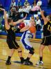 BOBO FORD/TIMES NEWS Palmerton's Kelsey Hay (44) gives a head fake before going up for a shot as Northwestern's Nycole Everett (left) and Kaleen Suter (right) defend.