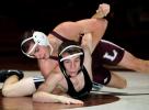 bob ford/times news Jeremy Gornick (top) of Lehighton tries to turn Anthony Ayr of East Stroudsburg North. Gornick eventually picked up a pin.