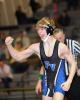 DON HERB/Special to the TIMES NEWS  Pleasant Valley's Kenny Yanovich decisioned Kyle Baker of Easton and celebrates his third place win.