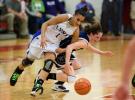 bob ford/times news Tamaqua's Kayla Hope (right) and Oley Valley's Jasmen Clark go after a loose ball during Wednesday's PIAA Class AAA playoff game.