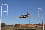 RON GOWER/TIMES NEWS Northern Lehigh's Jeremy McGowan clears the bar at 9-6 to win the pole vault in Tuesday's Colonial League meet.