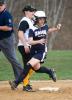 BOB FORD/TIMES NEWS Tamaqua's Chey Bates rounds second base as Panther Valley's Sam Zlock looks towards first base behind her.