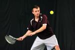 nancy scholz/times news Lehighton's James Sverchak prepares to return the ball during Thursday's District 11 Class AA Tennis Tournament. Sverchak won his opening match, but was eliminated in the second round.