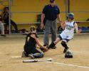 ron gower/times news Northwestern catcher Katie Williams blocks the plate and prepares to tag out Northern Lehigh's Meghan Weil.