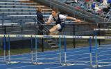 ron gower/times news Eric Herzog of Tamaqua won the 100 high hurdles against Minersville in a time of 15.6