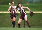 bob ford/times news Lehighton's rightfielder Brooke Lucykanish tosses the ball back to the infield as teammate Krysten Breiner backs up.