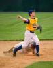 bob ford/times news Marian second baseman Dylan Latham fires to first after forcing out a Tri-Valley runner.