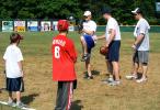 BOB FORD/TIMES NEWS Jim Thorpe and Kutztown University grad Derick Reis goes through a pitching motion under the watchful eye of Scott Mathieson, a Lehigh Valley IronPigs pitcher who put on a clinic last week at the Jim Thorpe Little League field…