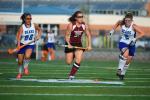 BOB FORD/TIMES NEWS Pleasant Valley's Tai Dottery (left), Molly Smith (right) and Lehighton's Sarah Keer (center) race after the ball during Monday's MVC contest. Lehighton won 1-0.