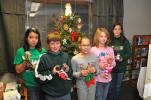 AMY MILLER/TIMES NEWS Winners in the beginner level of the annual holiday ornament contest are, from left, Shayla Conner, third; Alex Hawk, honorable mention; Alianna Hernandez, second; Abigail Hernandez, honorable mention; and Lynea Reiner, first…