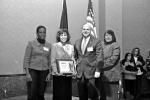 SPECIAL TO THE TIMES NEWS State Rep. Doyle Heffley, second from right, presents Barbara Conway, second from left, superintendent of Jim Thorpe Area School District, with an Afterschool Champion plaque for her outstanding work in developing,…