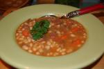 KAREN CIMMS/TIMES NEWS Paired with a loaf of crusty bread, "What to do with that hambone" Soup is an easy and inexpensive weeknight dinner.