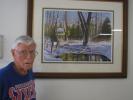 Bill Wentz, who taught at the Baum School of Art and mentored many members of the art league, stands by his painting "Winter on the Farm."