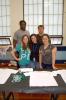 LINDA KOEHLER/TIMES NEWS Members of the PVSD Hope Initiative helped Polk Elementary students make tee shirts with painted bear paw prints for Field Day and talked to them about positivity, kindness and hope. They are, front, left to right, PVHS…