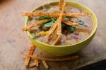 Southwestern Corn and Chicken Chowder with Tortilla Crisps is a delicious late summer soup.