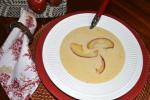 KAREN CIMMS/TIMES NEWS Autumn Apple Cheese Soup garnished with Saute&eacute;d Apple Slices.