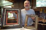 LINDA KOEHLER/TIMES NEWS David Dion, a talented artisan, loves working with his hands in his Saylorsburg workshop. These frames are a sample of the rustic natural look he loves to create.