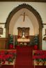 LINDA KOEHLER/TIMES NEWS Emmanuel United Church of Christ, Bowmanstown, 509 Hamilton St., founded in 1903, is served by Pastor Dennis Schappell. The sanctuary was decorated in a blue and white theme this year, along with traditional poinsettias.