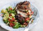 AP Photo/Matthew Mead Grilled Jerk Chicken Breast with Watermelon Salsa. Jerk refers both to a unique blend of seasonings and to a method of slow cooking.
